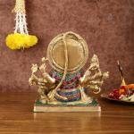 Pure Brass Superfine Panchmukhi Hanuman Blessing Statue 10" | Multicolour Meenakari Stonework | 4.8 kg Finely Detailed | Invoke Divine Blessings | 9" Width, 5" Depth